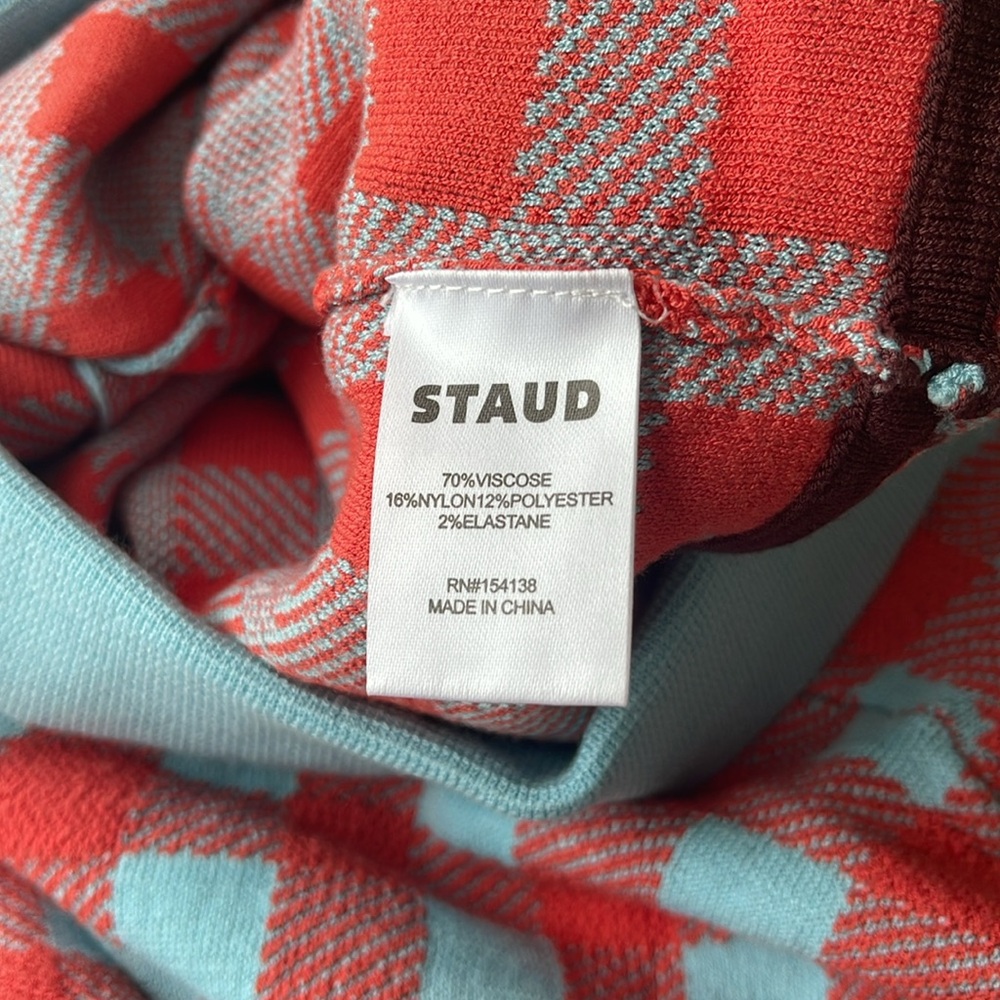 Staud Plaid Knit Shorts Romper Playsuit Medium - Picture 8 of 8